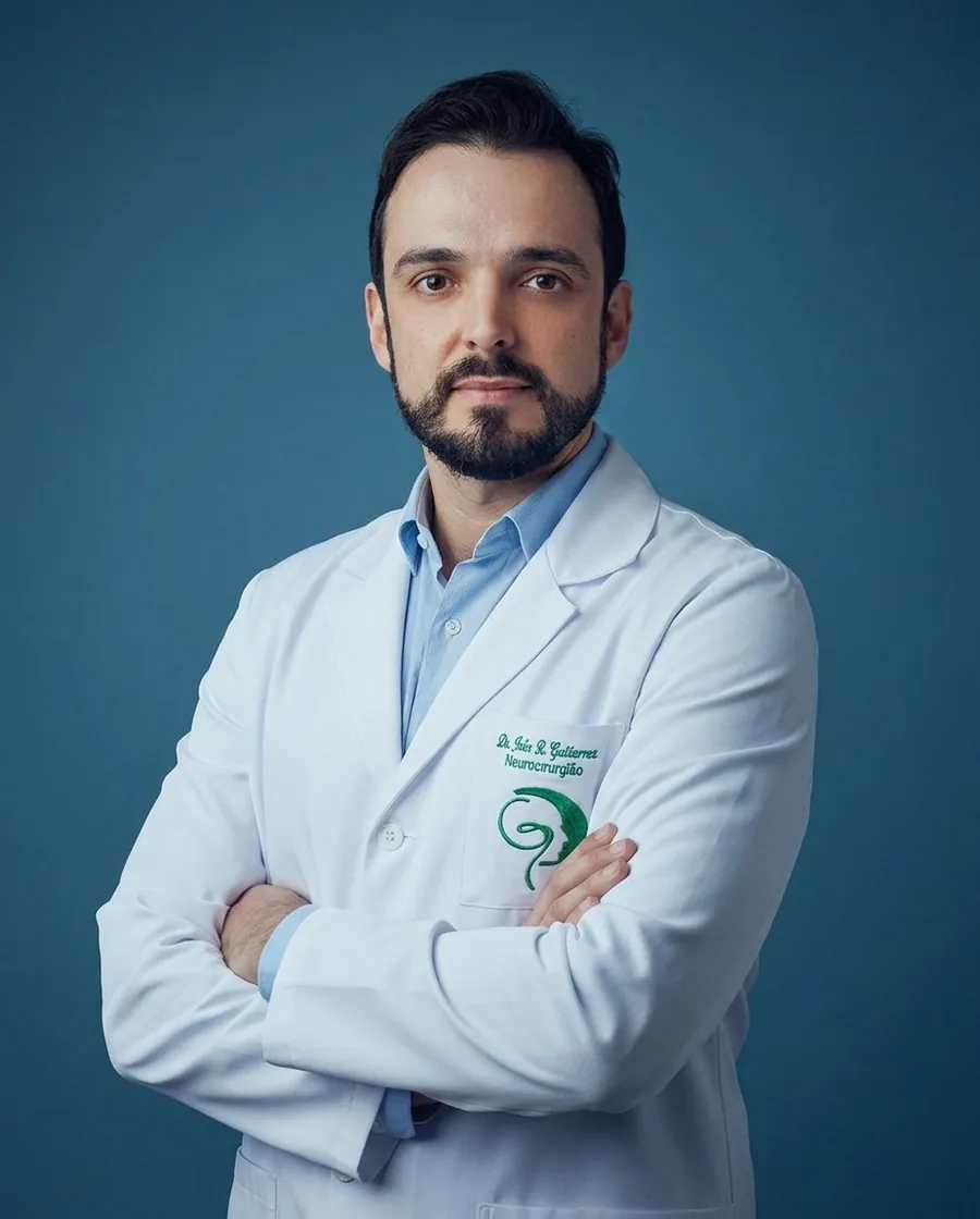 Dr. João Ricardo G. Guttierrez, neurocirurgião, de jaleco branco